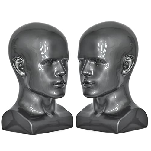 FanLin Professional Male Mannequin Head Display Stand Light Grey