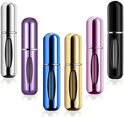 Portable Refillable Perfume Atomizer Spray Bottles - 6 Pcs Travel Mini Dispenser Case