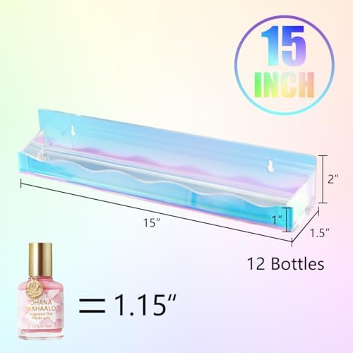 15 Inch Wall Mounted Nail Polish Rack with End Caps