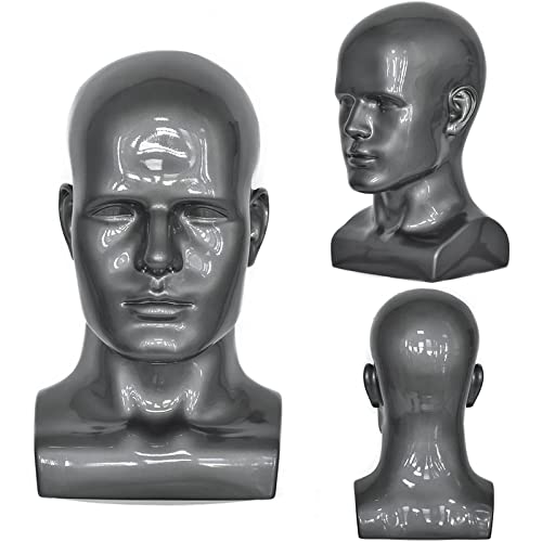 PVC Silver Grey Mannequin Head Display Stand for Hats and Wigs