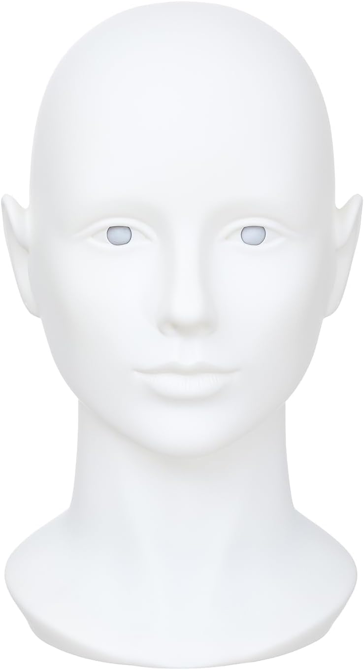 Miaomanzi PVC Female Mannequin Head White Display Stand
