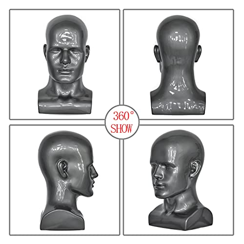 FanLin Professional Male Mannequin Head Display Stand Light Grey