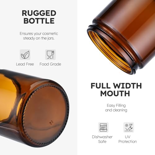 8oz Amber Glass Jars with Lids 30 Pcs