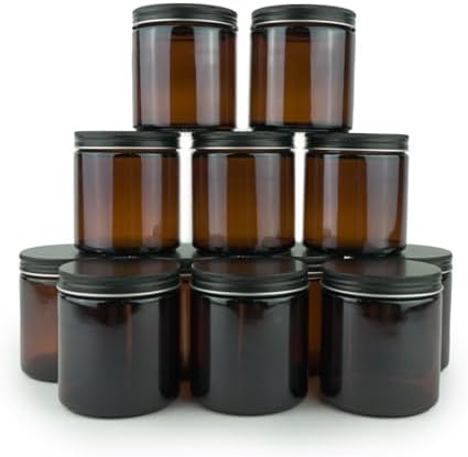 Glass Amber 16oz Jar 12 Pack Black Lid