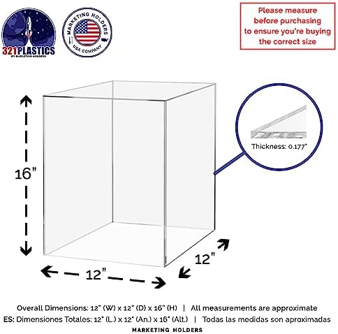 Acrylic Display Riser Box 12x12x16 Clear Tower Pedestal