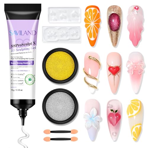 SAVILAND 3D Sculpting Gel Kit for Nail Art