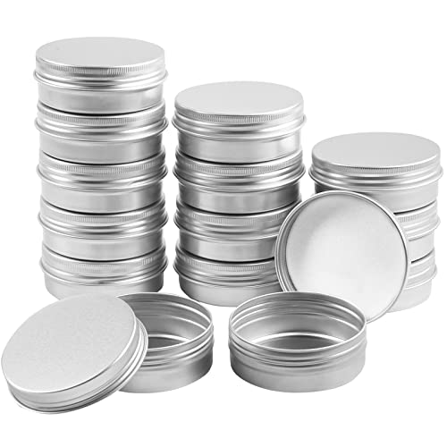 TUZAZO 24 Pack 2 Oz Aluminum Tin Cans with Screw Lid and Labels
