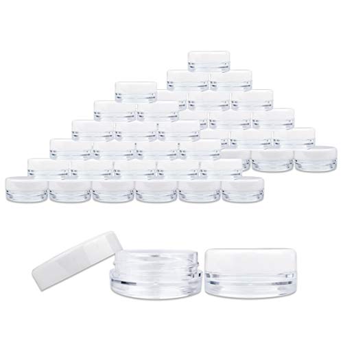 Beauticom 200 Pcs 3G Clear Jars with White Lids