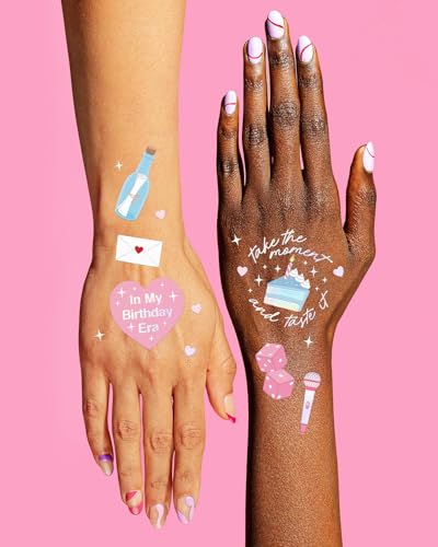 XO Fetti Eras Birthday Temporary Tattoos 50 Iridescent Styles