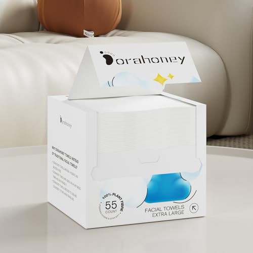 Dorahoney Disposable Face Towels 12x12 55 Count