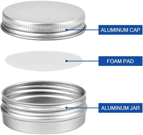 Oualhoo 05 Ounce Aluminum Tin Jar with Labels 24 Pack