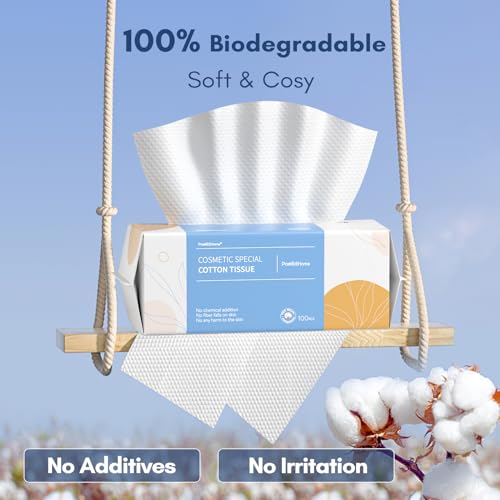 PoeticEHome Soft Dry Wipe 6 Pack 100 Cotton Face Tissues