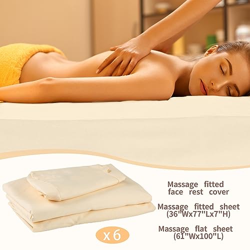 Oudain 6 Set Microfiber Massage Table Sheets Natural