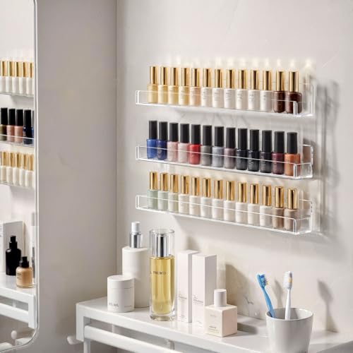 NIUBEE 6 Pack Wall Mounted Nail Polish Rack with Anti-Slip Inserts