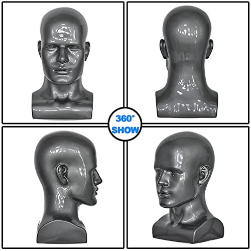 PVC Silver Grey Mannequin Head Display Stand for Hats and Wigs