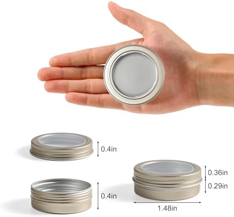 24 Pack 2 Ounce Aluminum Tin Jars with Clear Screw Lid and Labels