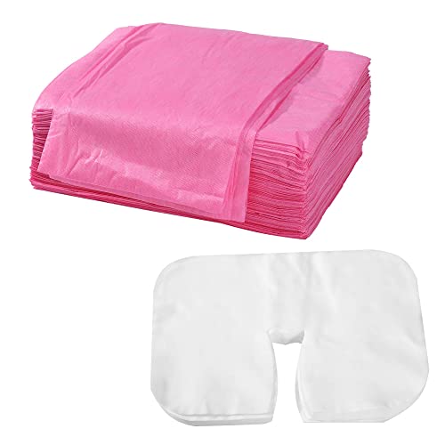 Uralili 200 Piece Disposable Non Woven Massage Table Sheet Set - Pink
