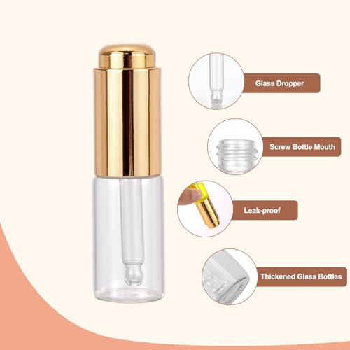 Ellbest 8Pcs 10ml Clear Press Dropper Bottles
