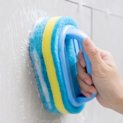 Multi-Purpose Cleaning Brush with Handle and Thickened Scrub Sponge