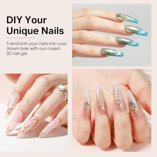 MIZHSE 3D Nail Gel Set with Chrome Powder for Nail Art