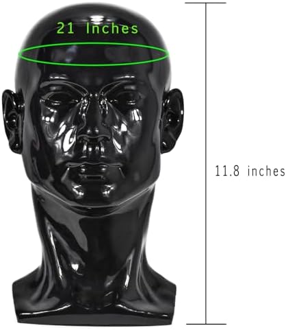 Fnnemg PVC Matte Black Male Mannequin Head Stand