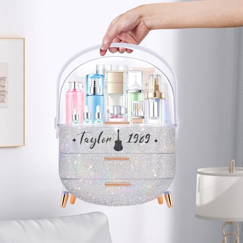 Teen Girls Makeup Organizer with Clear Compartment and Drawers