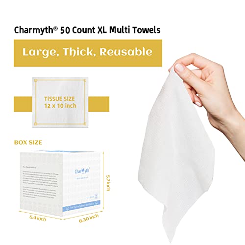 Charmyth Disposable Face Towels XL 50 Count Extra Thick Ultra Soft