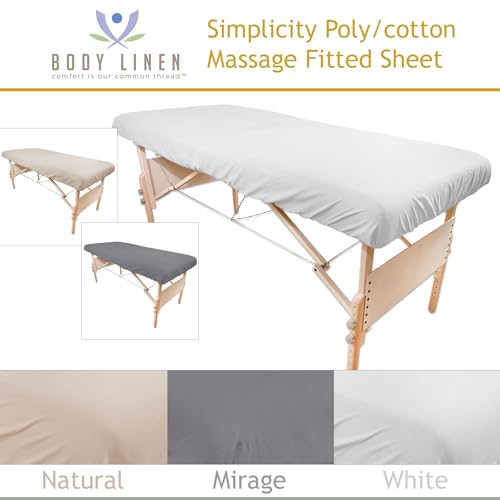 Body Linen Simplicity Massage Table Sheets - 180 Thread Count White Natural Gray
