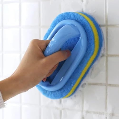 Multi-Purpose Cleaning Brush with Handle and Thickened Scrub Sponge