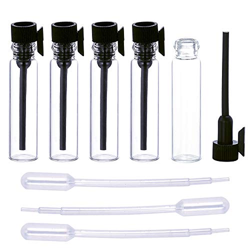 120Pcs 1Ml Mini Glass Sample Vials with Black White Plastic Caps