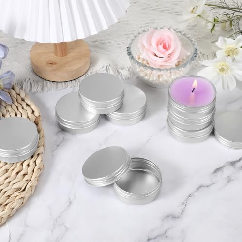 60 Pack Aluminum Tin Containers with Screw Lids 2 Oz