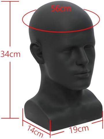 AMLUCKS Male Mannequin Head PVC for Wig Display Black