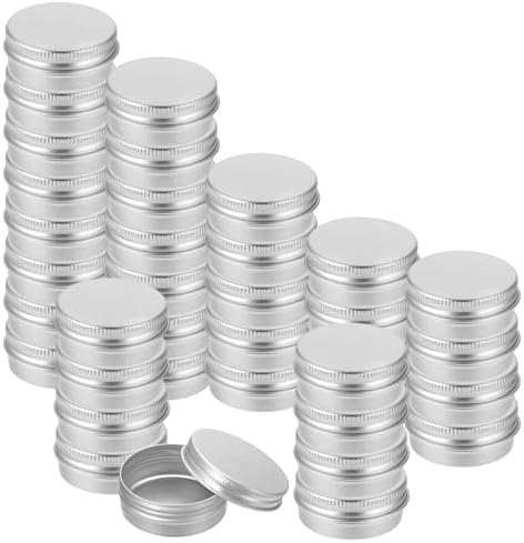 60 Pack Aluminum Tin Containers with Screw Lids 2 Oz