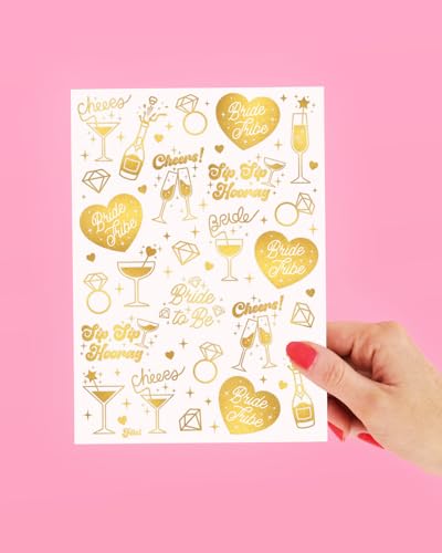 XO Fetti Gold Bachelorette Tattoos 54 Pcs