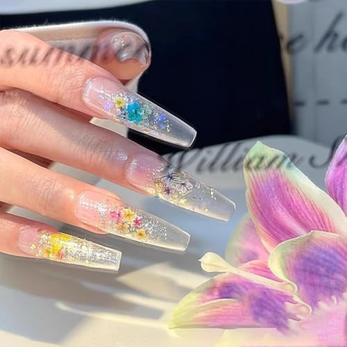 1 Box 50 Pcs Burgundy Dried Nail Flower Stickers