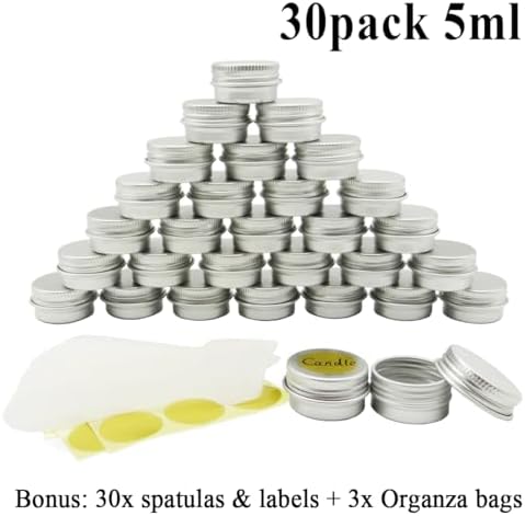 30 Pack 5ml Round Lip Balm Tins with Screw Lid