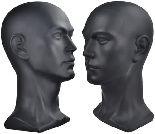 Male Mannequin Head for Wig Display Matte Black