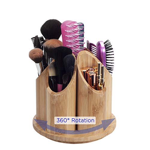 MobileVision Bamboo Rotating Makeup Organizer 5 Sections