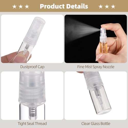 200 PCS Clear Glass Spray Bottles Refillable and Portable
