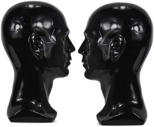 Fnnemg PVC Matte Black Male Mannequin Head Stand