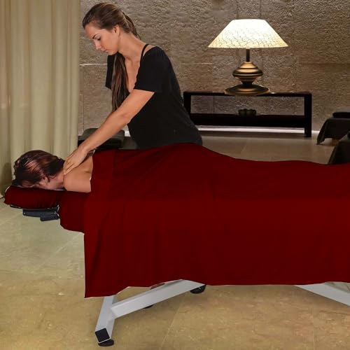 Burgundy Microfiber Massage Sheet Set - 3 Piece for Spa and Salon