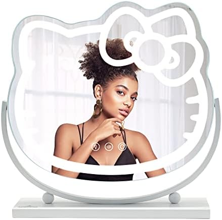 Hello Kitty Kawaii Desk Mirror with LED Lights and Touch Sensor