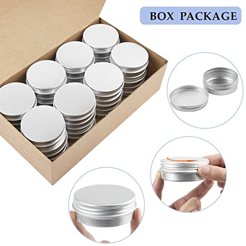 TUZAZO 24 Pack 2 Oz Aluminum Tin Cans with Screw Lid and Labels