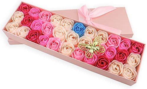 JIALEEY 33 PCS Rose Scented Bath Soap Set with Pink Gift Box