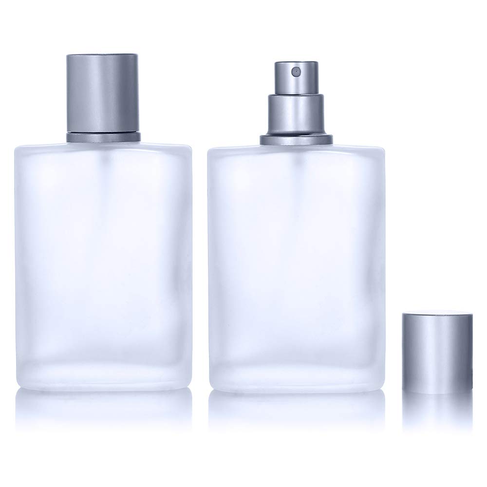 2 Pack 50ml Frosted Glass Spray Bottles Refillable Perfume Atomizers