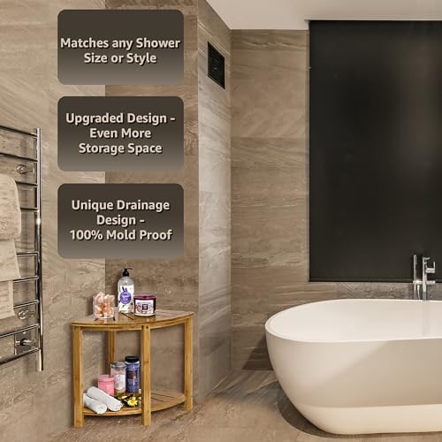 Sorbus Bamboo Shower Stool with Shelf