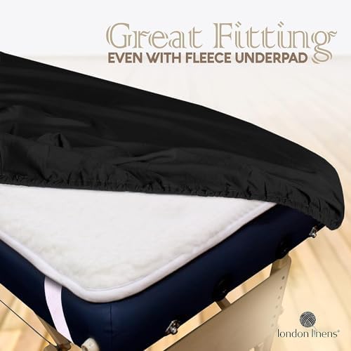 LONDON LINENS Pack of 2 Massage Table Sheets 3 Piece Set - Black