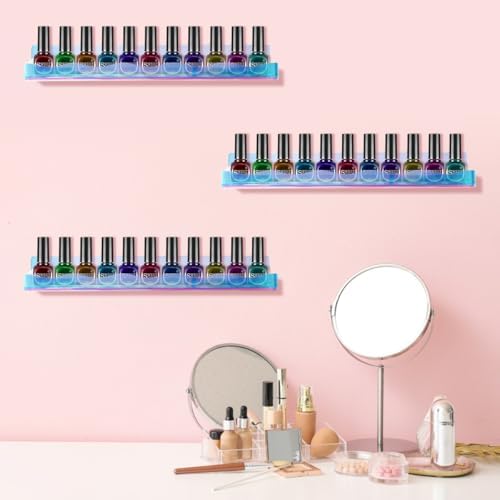 15 Inch Wall Mounted Nail Polish Rack with End Caps