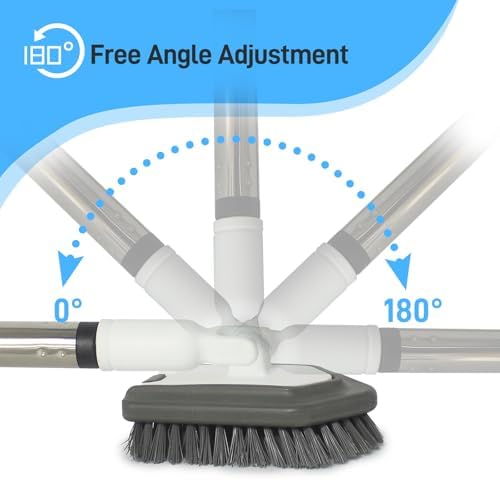 FRAXIR 5 In 1 Tile Tub Scrubber Brush with Adjustable Handle