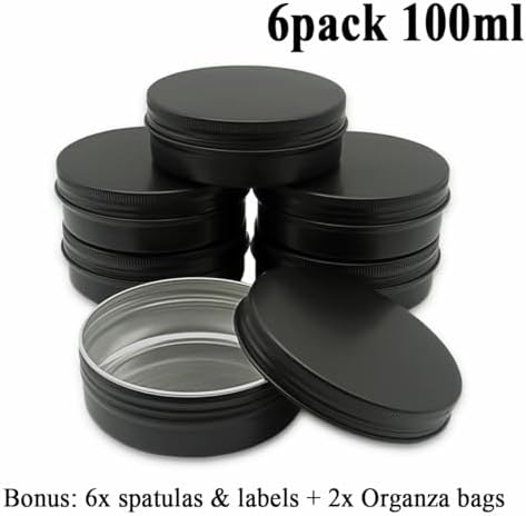 6 Pack 100ml Aluminum Tin Jars with Screw Cap